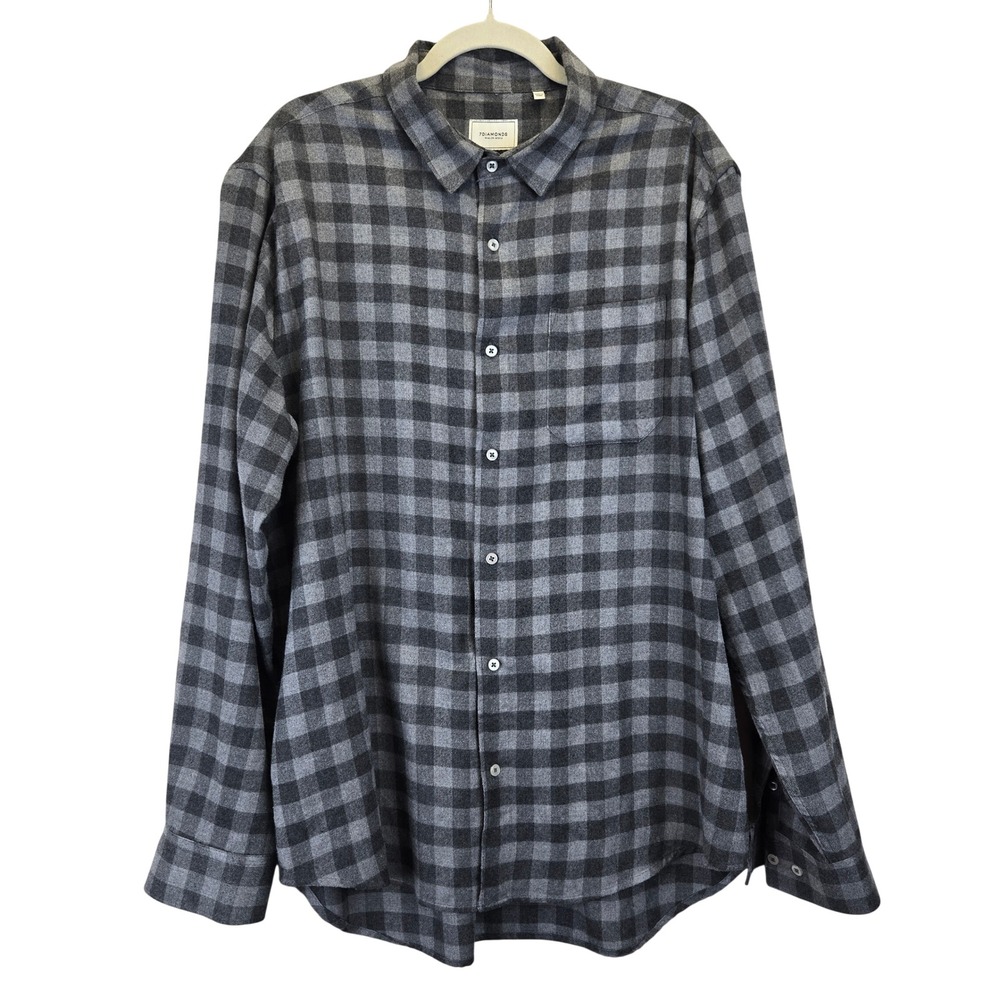 7Diamonds Mens‎ Asher Plaid Flannel Long Sleeve Button Up Shirt XXL Slim Western